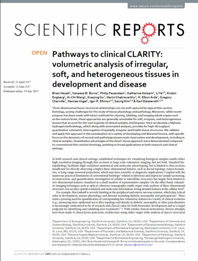 Pathways to clinical CLARITY volumetric analysis of irregular, soft, and heterogeneous tissues in development and disease