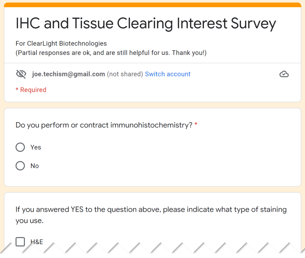IHC and Tissue Clearing Interest Survey